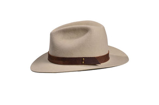 Sand European Hare Canyon Hat with Plain Leather Band, Size 7 3/8