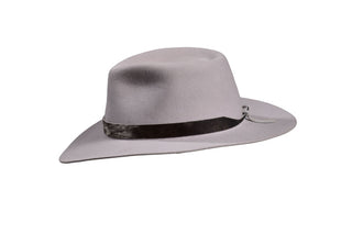 Silverbelly Fedora with Cowhide Hatband Size 7 5/8