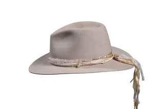 Silverbelly European Hare Fedora with Raw Moonstone Hatband, size 7 3/8